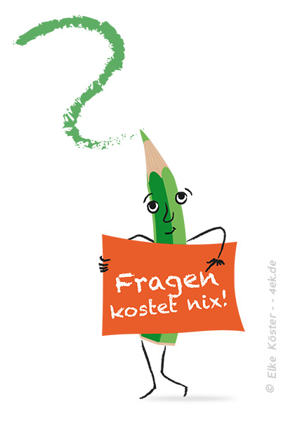 Illustration Fragezeichen mit Stift